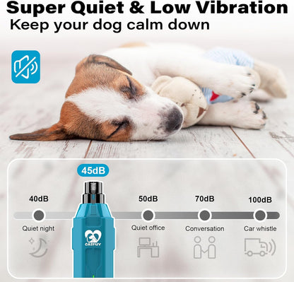 Casfuy 6-Speed Dog Nail Grinder - Newest Enhanced Pet Nail Grinder Super Quiet Rechargeable Electric Dog Nail Trimmer Painless Paws Grooming & Smoothing Tool for Large Medium Small Dogs (Bright Blue)