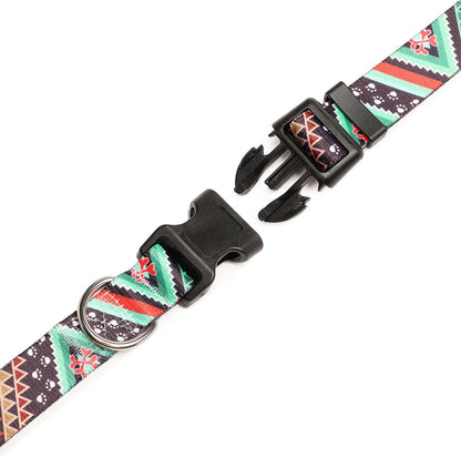 Mercano Adjustable Dog Collar - Special Design Patterns, Soft Nylon Comfortable Durable Pet Collar for Small Medium Large Dogs (L, Ethnic Green)