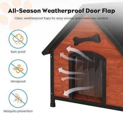 Solid Wood Dog House Comfortable Outdoor Shelter for Medium-Sized and Smaller Dog Sturdy, Durable and Easy to Clean,Can DIY,33.5’’D×30.7’’W×32.3’’H
