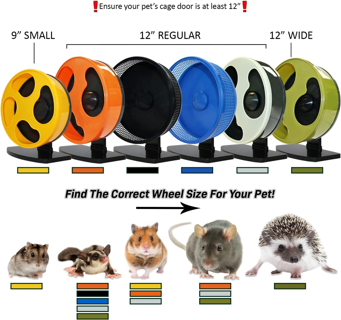 Silent Runner 12" Wide + Cage Attachment - Silent, Fast, Durable Exercise Wheel - Sugar Gliders, Degus, Rats, Hedgehogs, Prairie Dogs & Small Pets