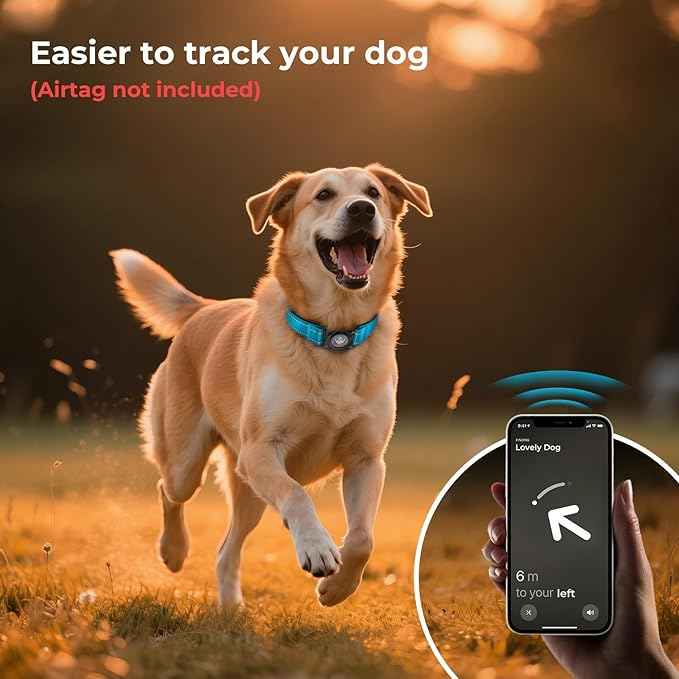 2026 Upgrade Airtag Dog Collar, Reflective Dog Collar with Airtag Holder, IP68 Waterproof| Metal Buckle| Ultra-Durable| Comfortable Padded, GPS Dog Collars for Medium Large Dogs (Blue,L)