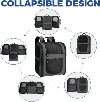 Apollo Walker Pet Carrier Backpack for 4-15lb Cats and Dogs, Puppies, Safety Features and Cushion Back Support | for Travel, Hiking, Outdoor Use (Gray)