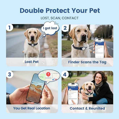 for air tag Dog Collar Holder with QR ID, Durable & Waterproof Silicone for air tag Case Accessories, Scan Alert, Instant Location, Pet Online Profile, Contacts Info (1 Pack, Navy Blue)