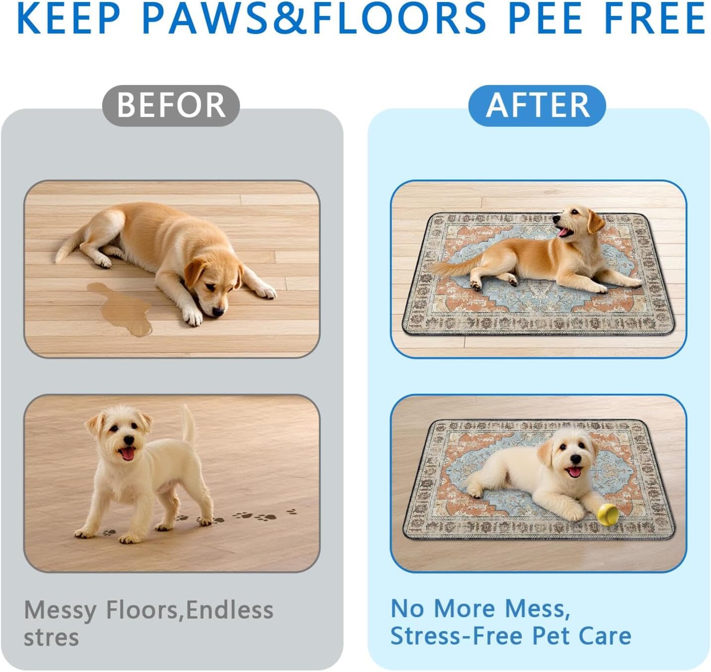 Washable Pee Pads for Dogs 2 Pack, Absorbent Reusable Puppy Pads Waterproof, Leakproof & Non-Slip Whelping Pad, Potty Training Pads for Dogs Playpen Mat 24x36