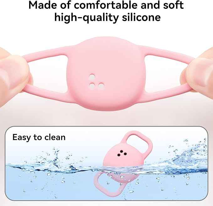 DDJ Cat Collar Case for Life360 Tile Sticker Tracker, 2-Pack Silicone Anti-Lost Protective Cover for Life 360 Tile Sticker Holder for Dog/Pet Collars, Durable, Easy Installation, Lightweight, Pink