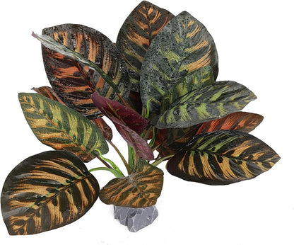 Reptile Terrarium Plants, Bearded Dragon Tank Decor Accessories for Ball Python Leopard Gecko Tree Frog Tarantula Lizard Corn Snake Tortoise Chameleon Crested Gecko - Fake Goeppertia Purple