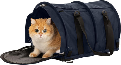 SturdiBag Pro 2.0 Pet Travel Carrier for Cats and Dogs | Soft Sided Pet Carrier Bag with Safety Clips and Seatbelt Straps for Car Travel | XL, Navy - Pawvie