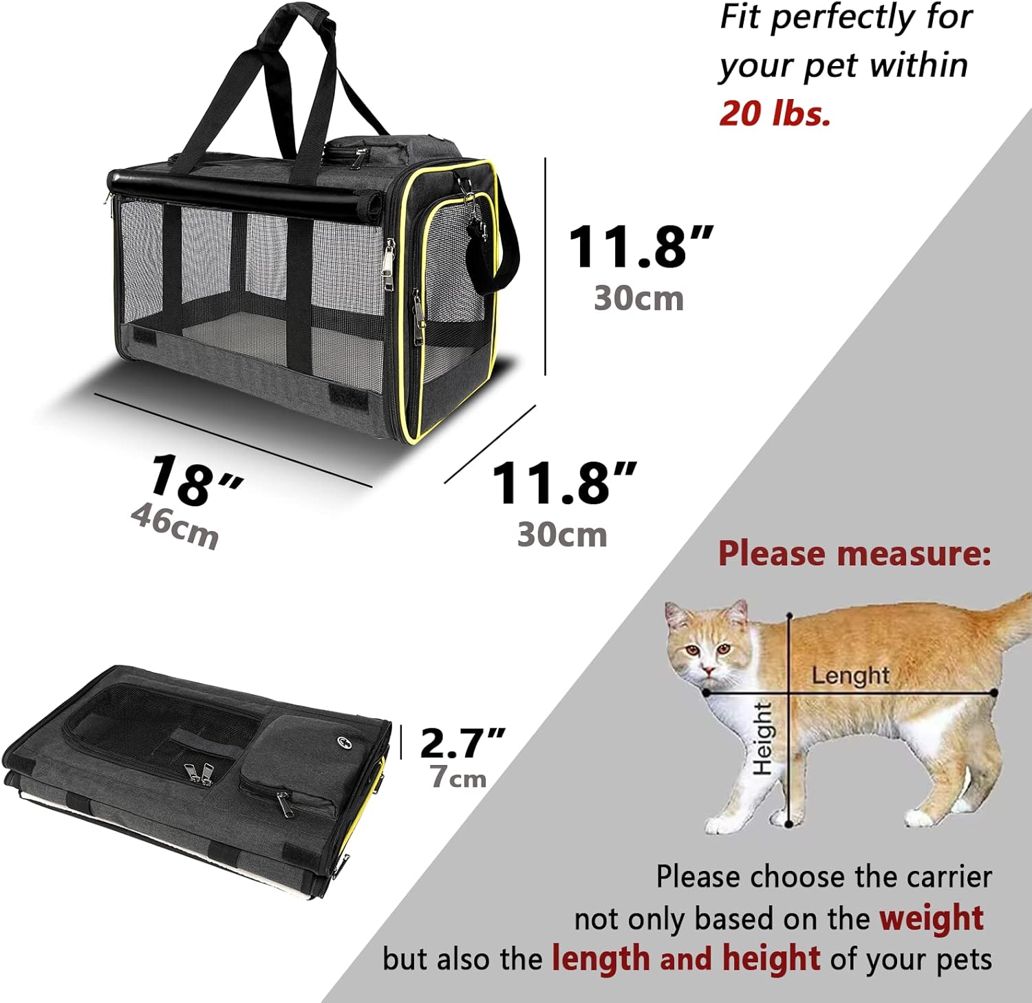 Cat Carriers for Large Cats 20 lbs+ Soft Pet Carrier for Small Dog/Durable 2 Kitty Travel Bag/Medium Big Cats Puppy 15 Pounds/Softside Cat Carrier Large - Pawvie