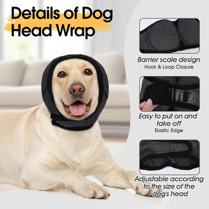Dog Calming Hoodie, Dog Ear Muffs Noise Protection & Anxiety Relief, No Shake Ear Wraps for Dogs Quiet Ears Cover Headband for Fireworks Grooming Swimming Bathing Force Drying