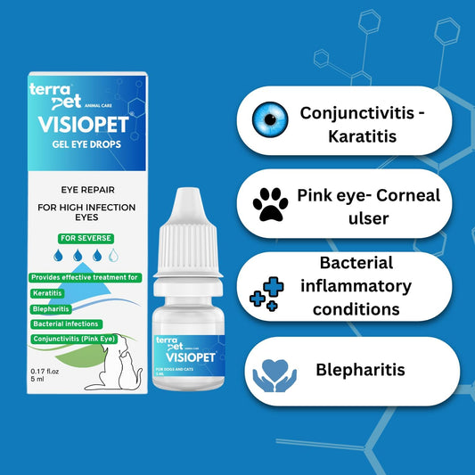 Visiopet Pet Eye Drops Health for Dogs, Cats, Cattle, Sheep, Horse, Bird 1/8 oz /5 ml