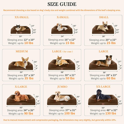 Comfort Expression Orthopedic Jumbo Dog Bed for Extra Large Dogs, Large Breed Waterproof Dog Bed, PV Washable Dogs Sofa Beds with Removable Cover & Non-Slip Bottom(Jumbo,Chocolate Brown)