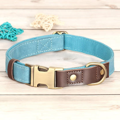 Didog Soft PU Leather Dog Collars for Small Dogs,Classic Adjustable Dog Collars with Quick Release Metal Buckle,Easy Clean and Comfortable with Nylon Lining,Light Blue,S Neck 10-15"