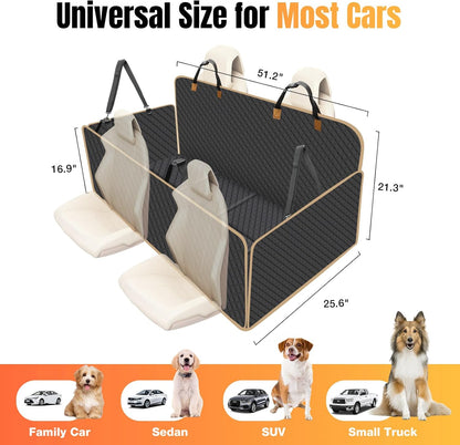 Dog Car Seat Cover for Back Seat, Dog Car Bed Cover with Hard Bottom, Backseat Extender Hammock for Mid-Sized Truck/SUV 8 Panels - Black - Pawvie