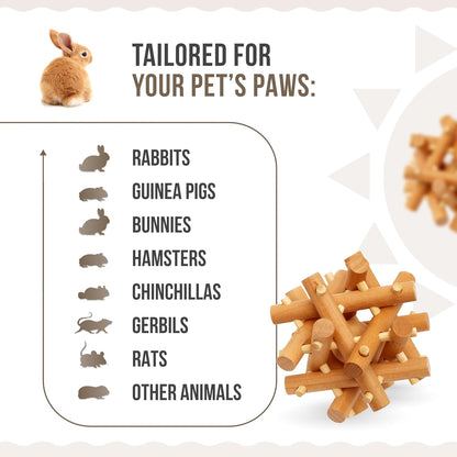 Wooden Chewing Toy for Small Animals, Natural Wood for Rabbit, Guinea Pig, Bunny, Chinchilla (Colorless)