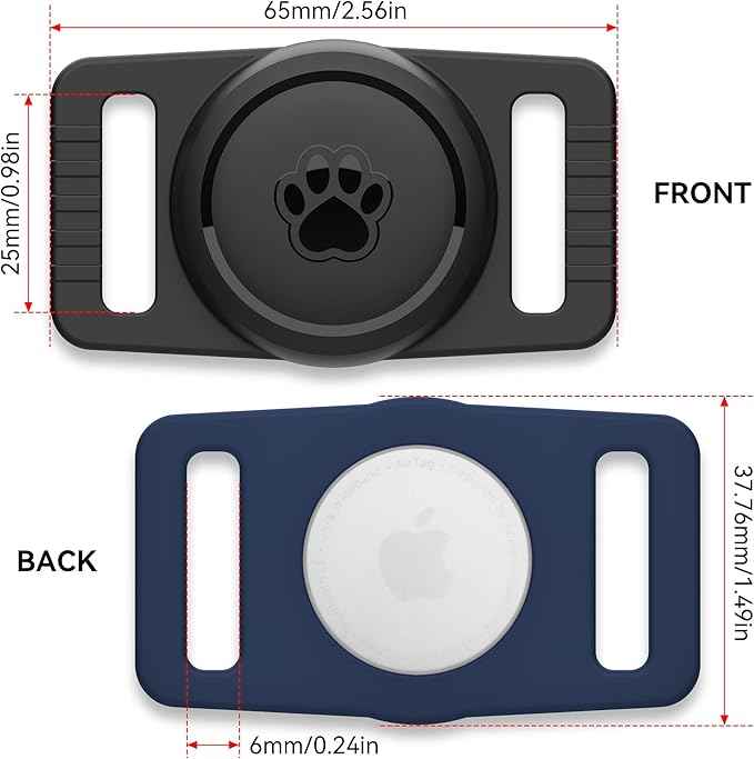 for Airtag Dog Collar Holder 2 Pack,Waterproof Dog Collar Holder for Apple AirTag(Gen 1 & 2),Silicone Air Tags Case for Dog Collars(Navy&Black)