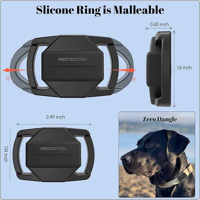 SANKALA Airtag Dog Collar Holder, [2 Pack] Waterproof Airtag Case for Dog Collar, TPU & Silicone Full Body Covered Anti-Lost Apple Air Tag Collar Holder Protective Airtag Case for Pet Collar