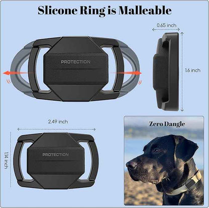 SANKALA Airtag Dog Collar Holder, [2 Pack] Waterproof Airtag Case for Dog Collar, TPU & Silicone Full Body Covered Anti-Lost Apple Air Tag Collar Holder Protective Airtag Case for Pet Collar