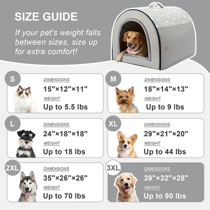 Jiupety 2 in 1 Dog House Indoor, Comfy Cave Bed Covered Dog Bed, Portable House for Large Dogs, 3XL(39"×32"×28"), Up to 90 Lb, Grey