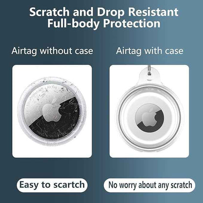 4 Pack IPX8 Waterproof Compatible with AirTag Keychain Holder Case, Lightweight, Anti-Scratch, Easy Installation,Soft Full-Body Shockproof for Luggage,Keys, Dog Collar (Pink/Clear/Red/Purple)