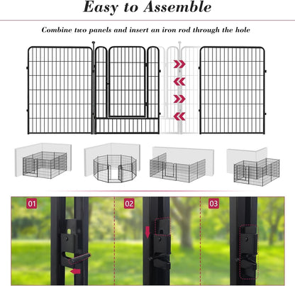 Dog Playpen Outdoor 40 inch 16 Panels Indoor Dog Pen for Large/Medium/Small Dogs Rustproof Metal Dog Fence Outdoor for Yard, Puppy Playpen with Door Portable Pet Fence for RV Camping Yard