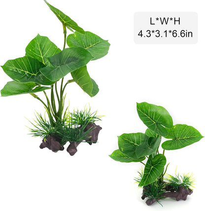 Fish Tank Decorations Aquarium Ornaments 3pcs Betta Silk Leaf Plants Artificial Driftwood Cave Aquarium Plants Accessories