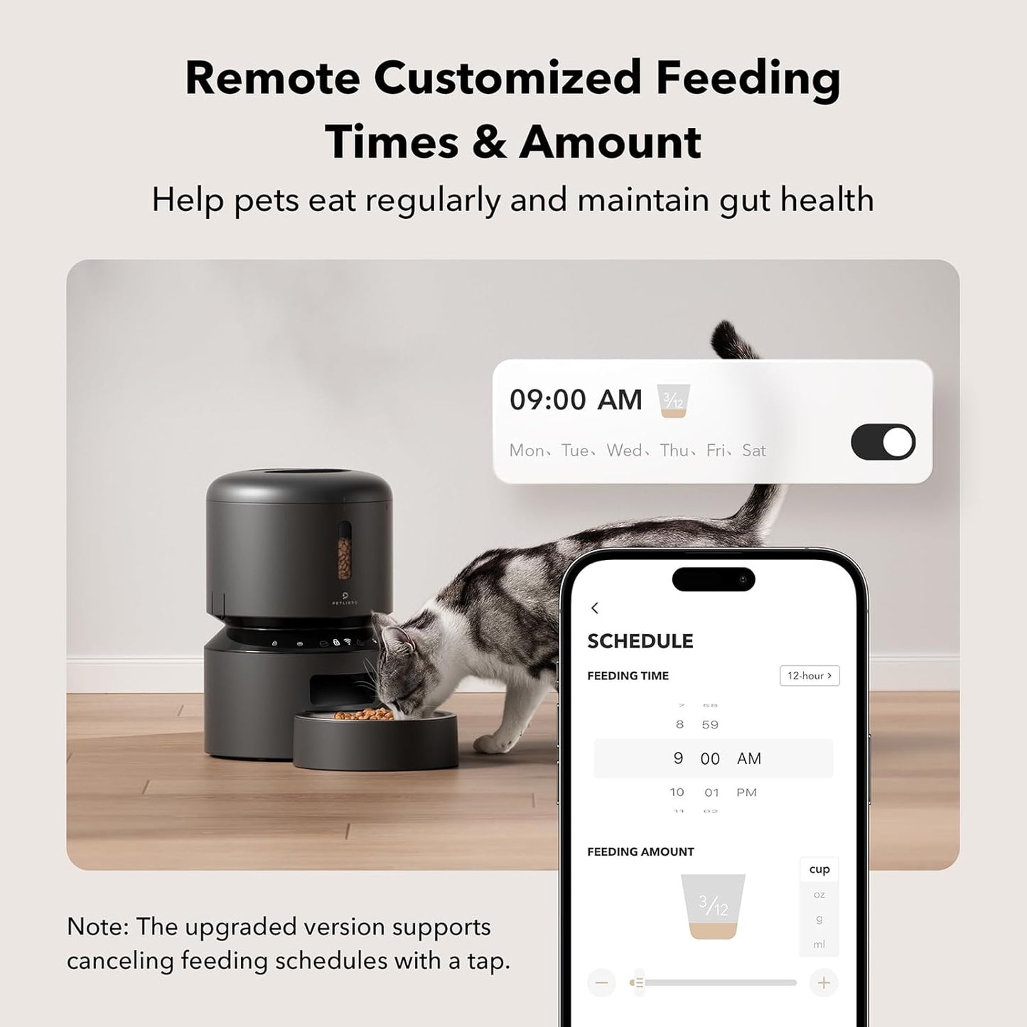 PETLIBRO Automatic Cat Feeder, 5G WiFi Pet Feeder with Freshness Preservation, Timed Cat Feeders for Dry Food, Up to 48 Portions 10 Meals Per Day, Granary Pet Feeder for Cat/Dog