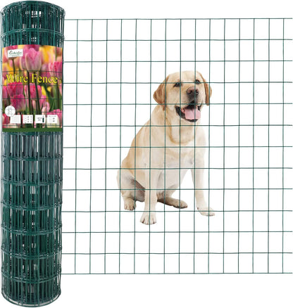 Green PVC Coated Welded Wire Fence 36 Inch x 50 Foot, 2 Inch x 3 Inch 16GA, Garden Border Fencing Roll Vinyl Coating Metal Wire Mesh for Yard Vegetable Plant Protection Poultry Netting