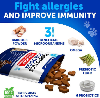 Probiotics for Dogs - Support Gut Health, Itchy Skin, Allergies, Immunity, Yeast Balance - Dog Probiotics and Digestive Enzymes with Prebiotics - Reduce Diarrhea, Gas - 70 Probiotic Chews for Dogs