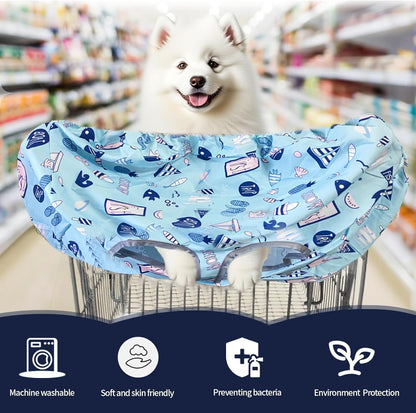 Shopping Cart Cover for Pets Dogs-Waterproof and Cooling Material,Portable and Easy-on Stretch Design with Carry Bag - Pawvie