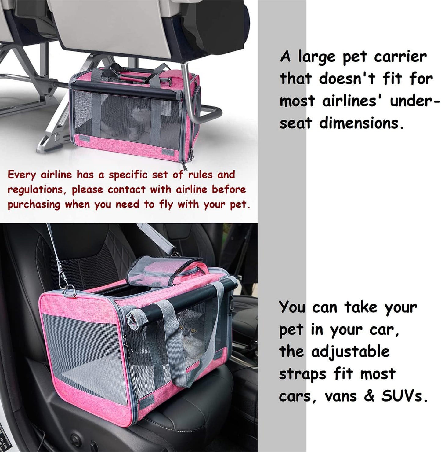 Pet Carrier for Large and Medium Cats, Soft-Sided Pet Carrier for Big Medium Cats and Puppy Dog Carriers Cat Carriers, Pet Privacy Protection Travel Carrier - Pawvie