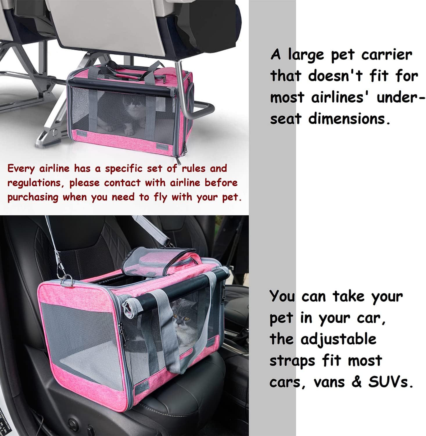 Pet Carrier for Large and Medium Cats, Soft-Sided Pet Carrier for Big Medium Cats and Puppy Dog Carriers Cat Carriers, Pet Privacy Protection Travel Carrier - Pawvie