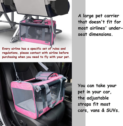 Pet Carrier for Large and Medium Cats, Soft-Sided Pet Carrier for Big Medium Cats and Puppy Dog Carriers Cat Carriers, Pet Privacy Protection Travel Carrier - Pawvie