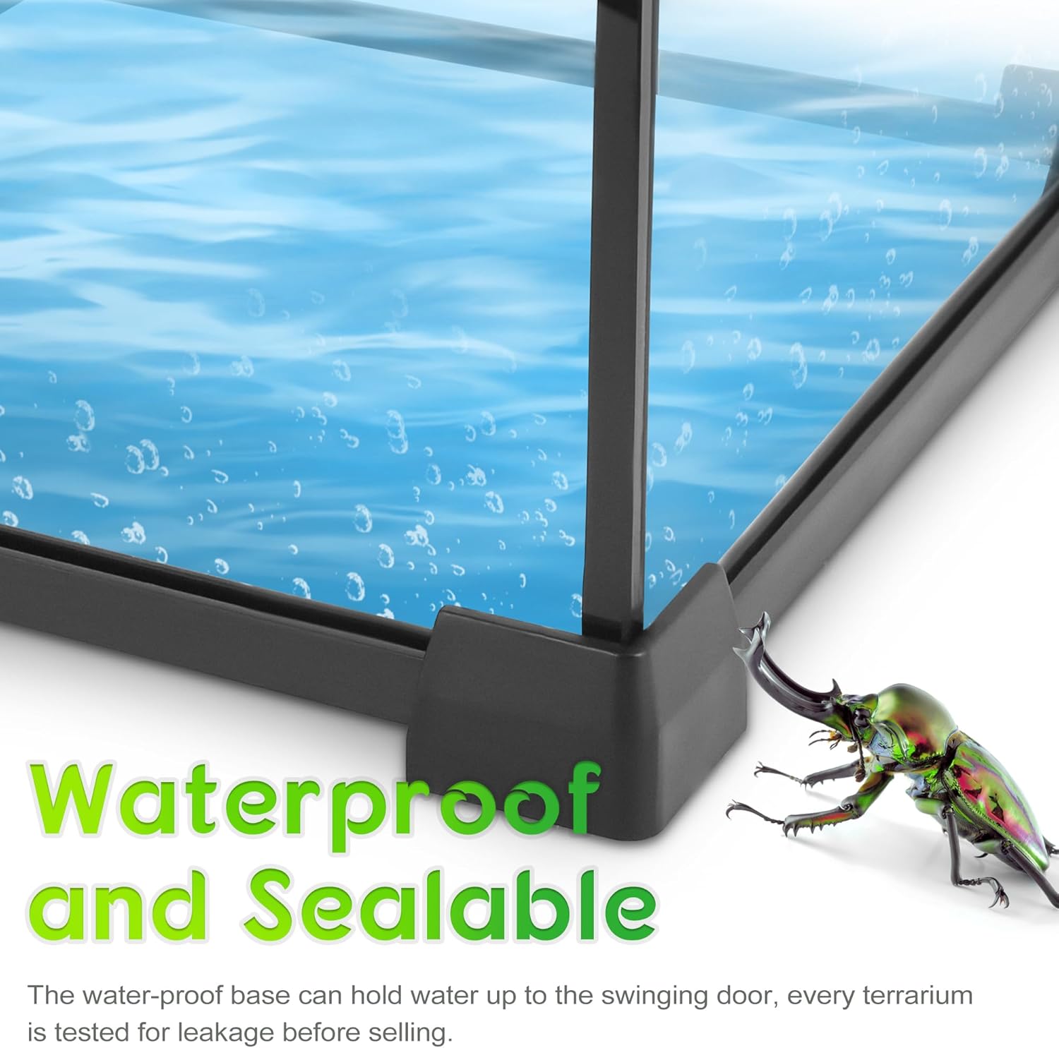 Mini Reptile Glass Terrarium 12"x8"x8" Durable Reptile Habitat Tank with Heat Resistant Aluminum Alloy Frame, Double Swinging Doors for no Jam by Sand and Other Debris - Pawvie