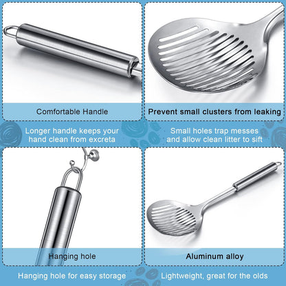 2 Pcs Cat Metal Litter Scoop Litter Scoop, Cat Accessories Scooper Stainless Steel Kitty Poop Sifting Cleaning for Litter Box, Metal Poop Sifter Pet Supplies