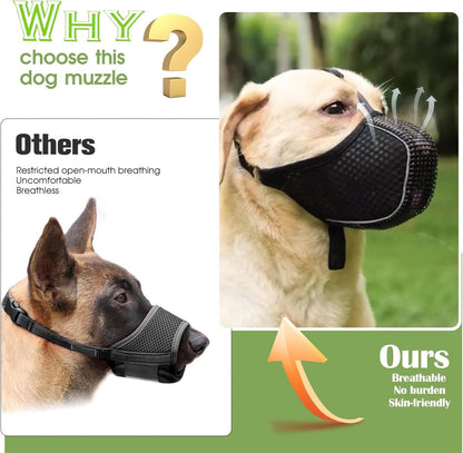 Dog Muzzle, Mesh Soft Muzzle for Small Medium Large Sized Dogs, Breathable Adjustable Puppy Muzzles for Scavenging Biting Licking and Chewing, Allows Panting and Drinking (Reflective Mesh, S)