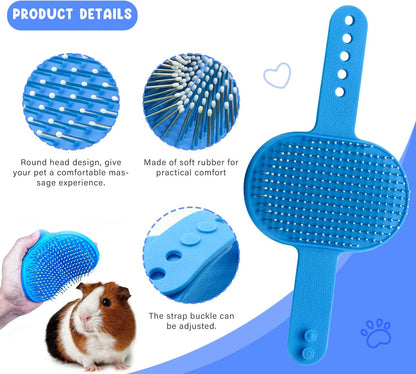Pet Grooming Kit with Slicker Brush Bath Massage Glove Brush Pet Shedding Comb Nail Clipper Trimmer 6 Piece Set for Rabbit Kitten Guinea Pig Cat Chinchilla Ferret Small Animals
