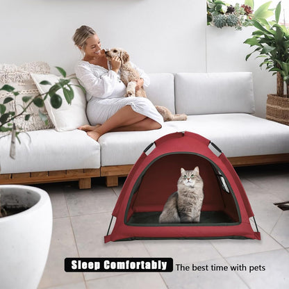 Red Cat Tent House、Cat's Nest, Portable Indoor/Outdoor Pet Tent House for Cats, Puppies and Other Small Animals