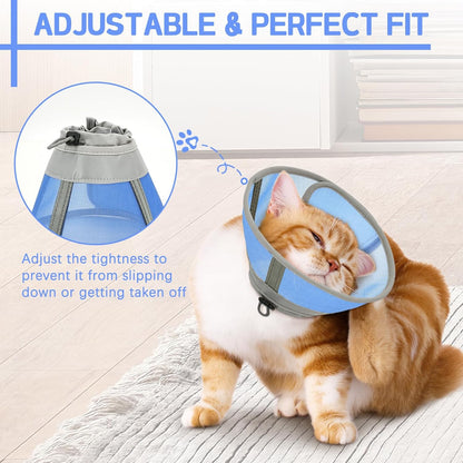 Cat Cone Collar Soft, Cat Recovery Collar for Large Medium Small Cats Kittens, Pet Cone Alternative After Surgery