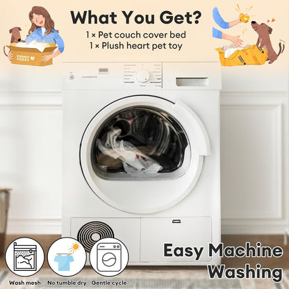 FUNNY FUZZY Pet Fluffy Plush Calming Dog Couch Bed Sofa Protector Washable Pets Mat for Large Medium Small Dogs and Cats (Tie-dye Grey,47.24 × 37.4 × 6.3 in)
