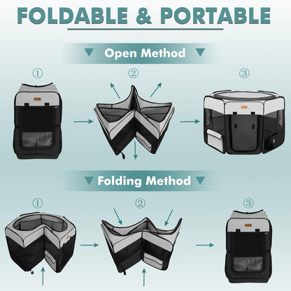 Dog Playpen, Portable Pet Play Pen for Cat, Puppies, Rabbits, Chickens, Foldable Large-Capacity Pet Tent for Indoor/Outdoor Travel Camping (Size XL Without Carry Bag)