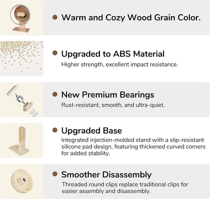 Silent Hamster Wheel 8.7 Inch Dual-Bearings Quiet Running Exercise Wheels with Wood Grain Backboard, Height Adjustable for Dwarf Hamsters, Gerbils, Mice, Hedgehog, Lemmings, Warm Brown