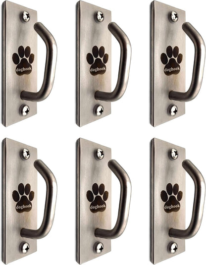 Canine Hitch- Secure Dog Leash Parking Mounted Indoor – Outdoor Wall Hook - Tie Out Stainless Steel Practical Lead Management for Home & Business, Standard Size 6 Pack