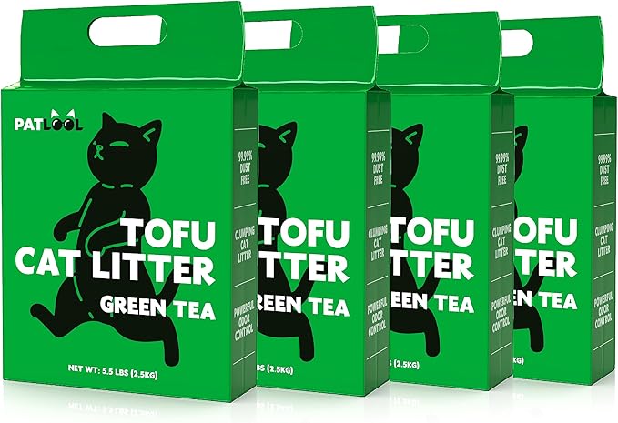 Tofu Cat Litter, Lightweight Natural Clumping Cat Litter Odor Control 99.9% Dust-Free, Flushable Low Tracking, 22 LB Total, Pack of 4