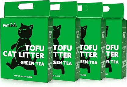 Tofu Cat Litter, Lightweight Natural Clumping Cat Litter Odor Control 99.9% Dust-Free, Flushable Low Tracking, 22 LB Total, Pack of 4