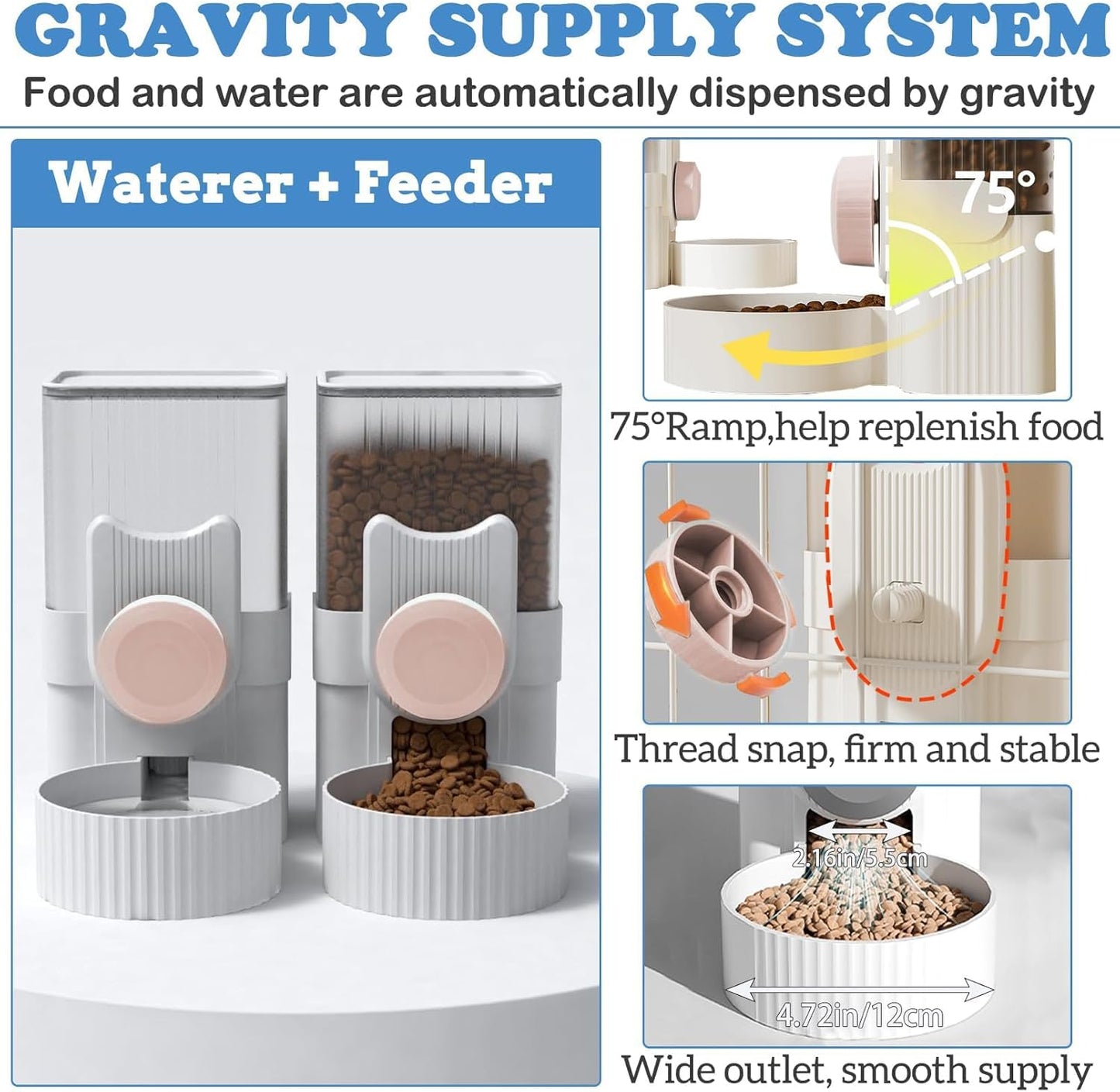 kathson Rabbit Gravity Auto Feeder Set 35oz Hanging Automatic Food Water Dispenser Cage Automatic Feeder Set for Rabbit Chinchilla Guinea Pig Hedgehog Ferret Kitty Puppy (Pink)