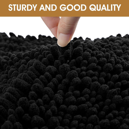 Dog Door Mats for Muddy Paws, Chenille Absorbent Dog Mats, Non Slip Heavy Mud Mat for Dogs, Soft Pet Mat for Entryway, Mud Paws, Inside Floor,48" x 38", Black