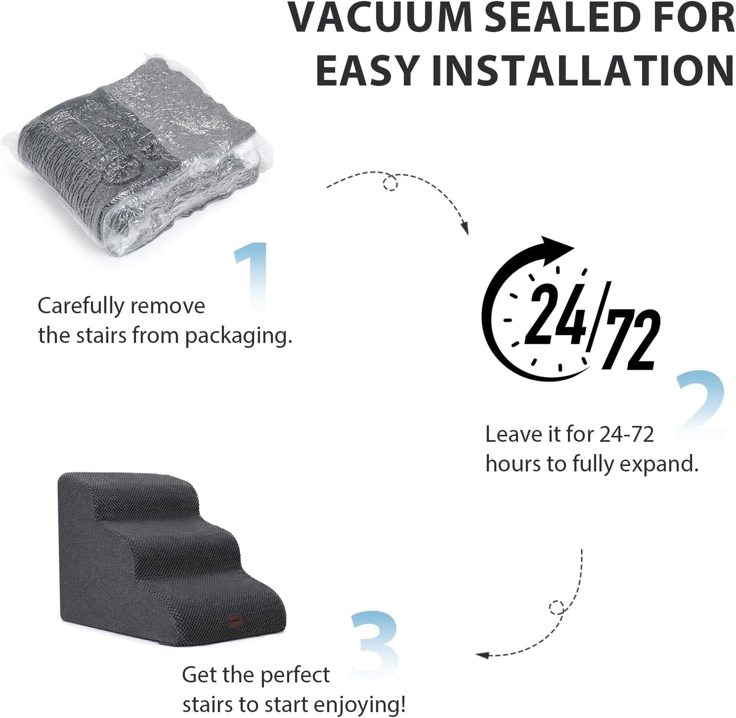 Dog Stairs for High Beds with Tunnel, 5-Step Dog Steps for Small Dogs and Cats, Foldable Pet Stairs for High Bed Climbing, Non-Slip Balanced Pet Step Indoor, Light Grey - Pawvie