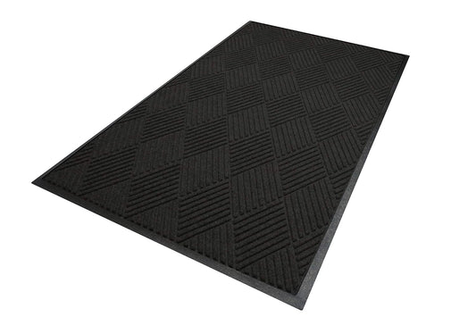 M+A Matting WaterHog Diamond | Commercial-Grade Entrance Mat with Rubber Border – Indoor/Outdoor, Quick Drying, Stain Resistant Door Mat (Charcoal, 3' x 6')