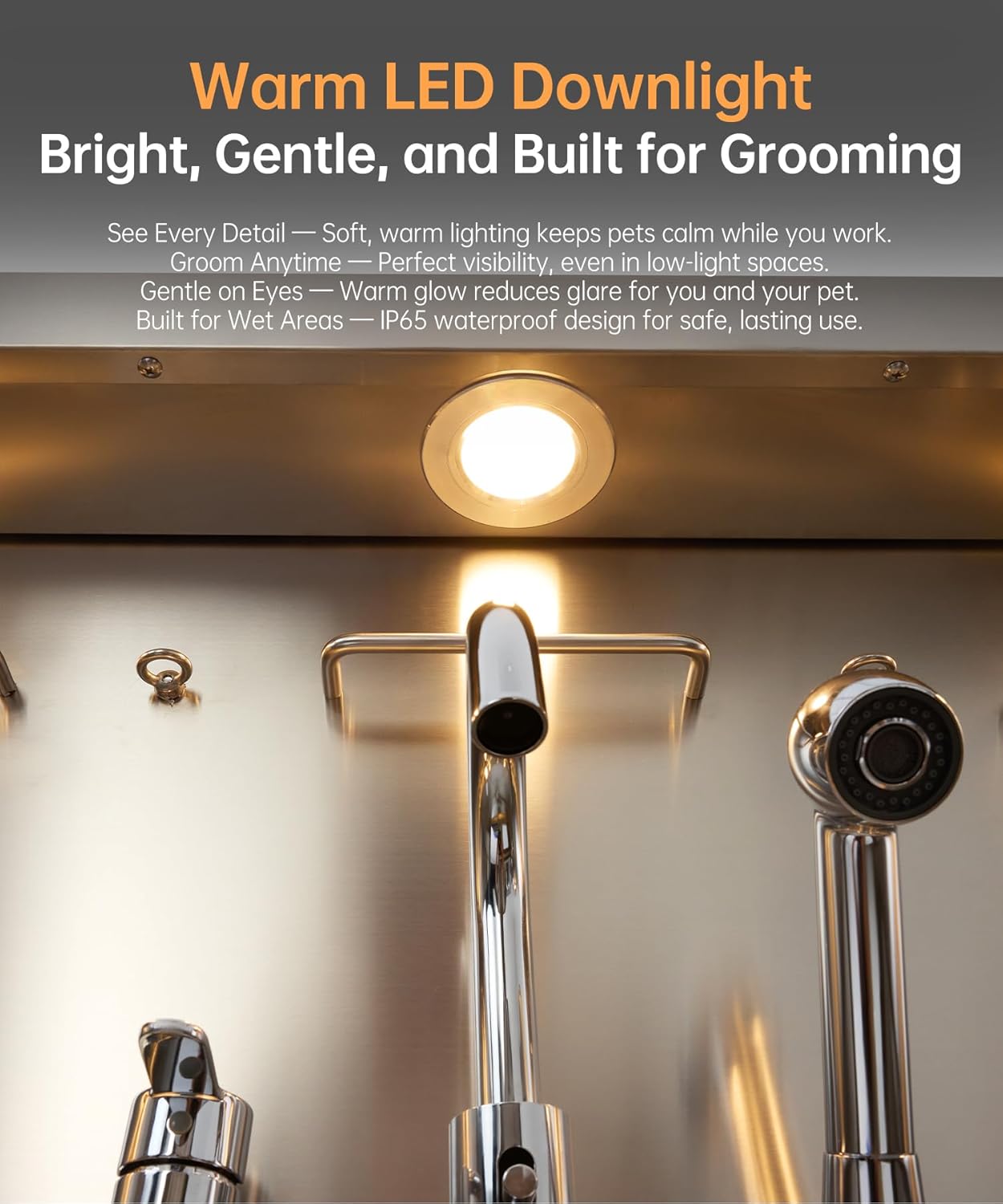 polimo Dog Washing Station, LED Professional Stainless Steel Dog Bathing Station 38", Dog Grooming Tub for Large, Medium & Small Dog - with Window, Ramp, Drawer, Floor Grate & Faucet (Left RAMP, 38")