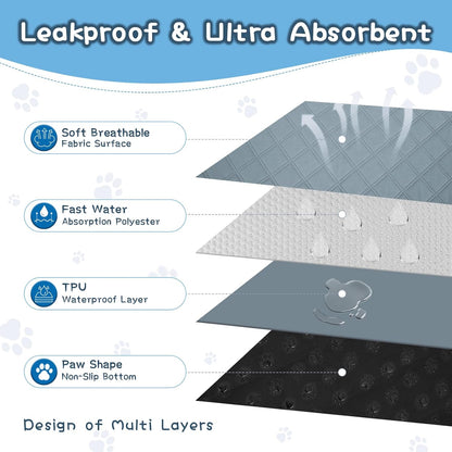 6 Packs Washable Guinea Pig Cage Liners, Waterproof Guinea Pig Pee Pads Reusable Absorbent Bedding Anti Slip Mats for Small Animals Bunny Rabbit Hamster (12 x 12in)